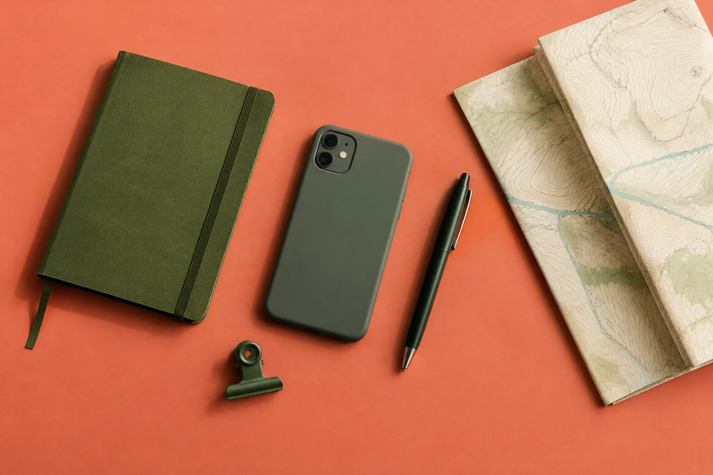 Operations notebook and device on a table